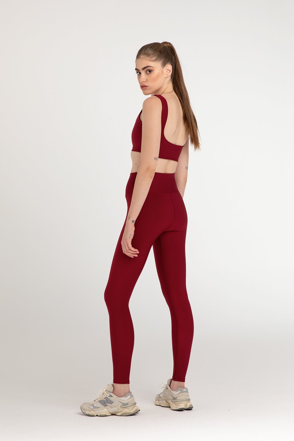 Bordo Toparlayıcı Spor Tayt