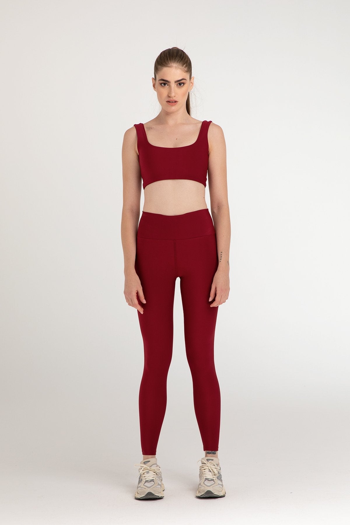 Bordo Toparlayıcı Spor Tayt