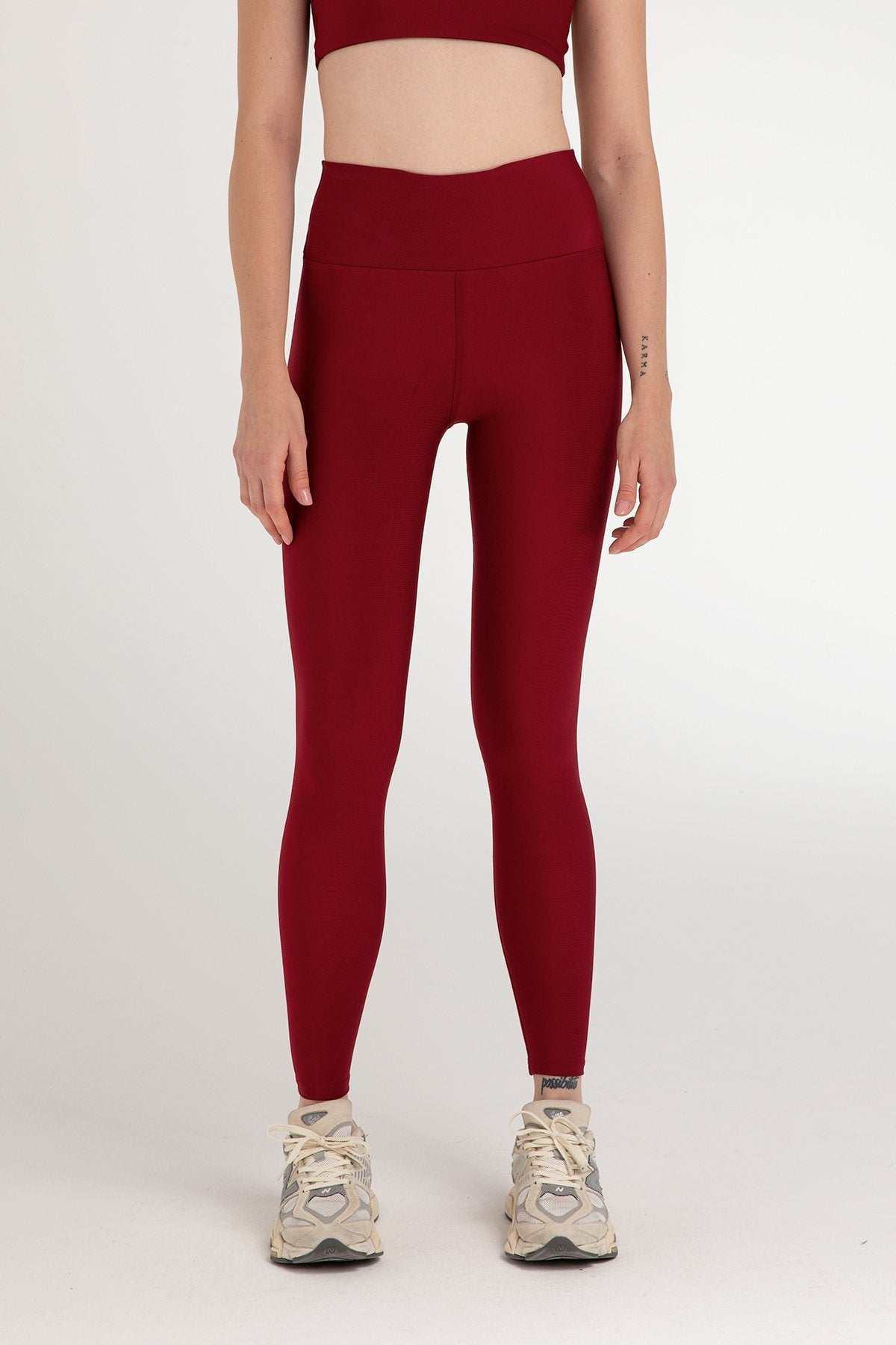 Bordo Toparlayıcı Spor Tayt