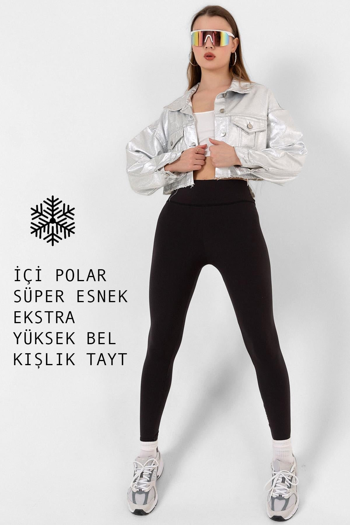 Yüksek Bel İçi Polar Tayt