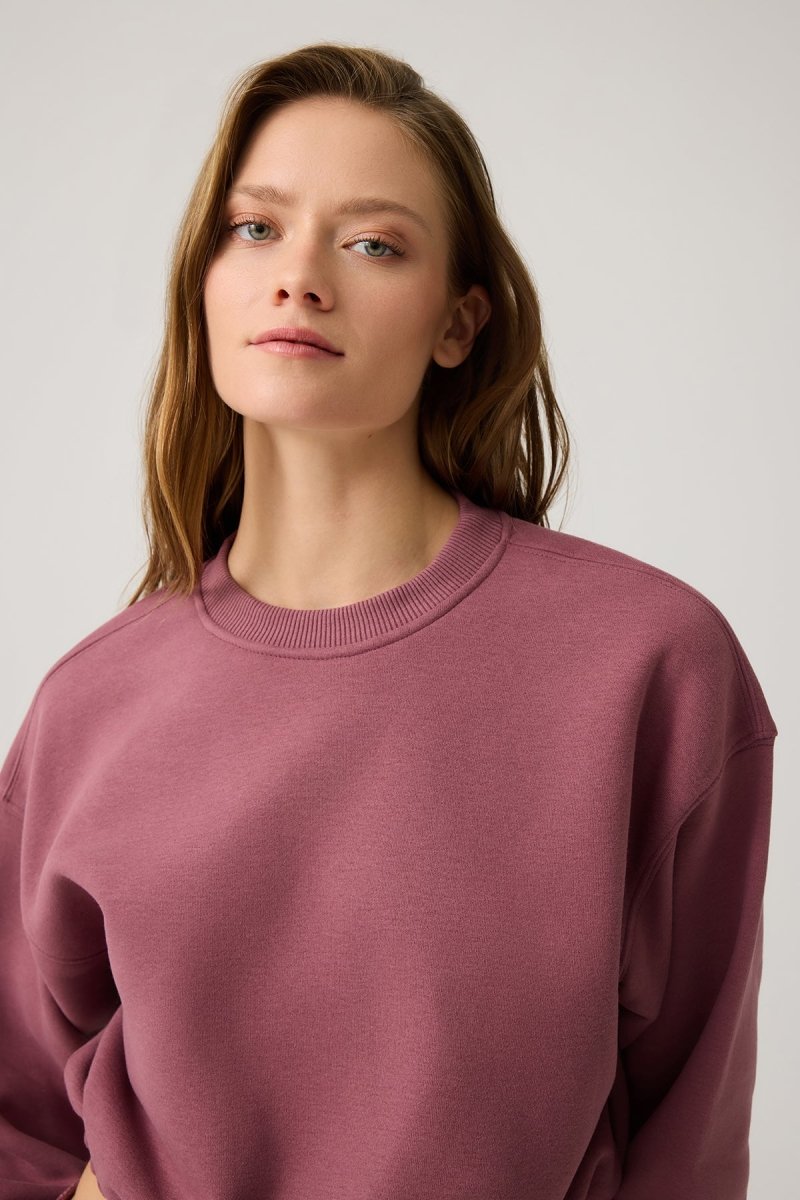 Beli Büzgülü Kısa Sweatshirt