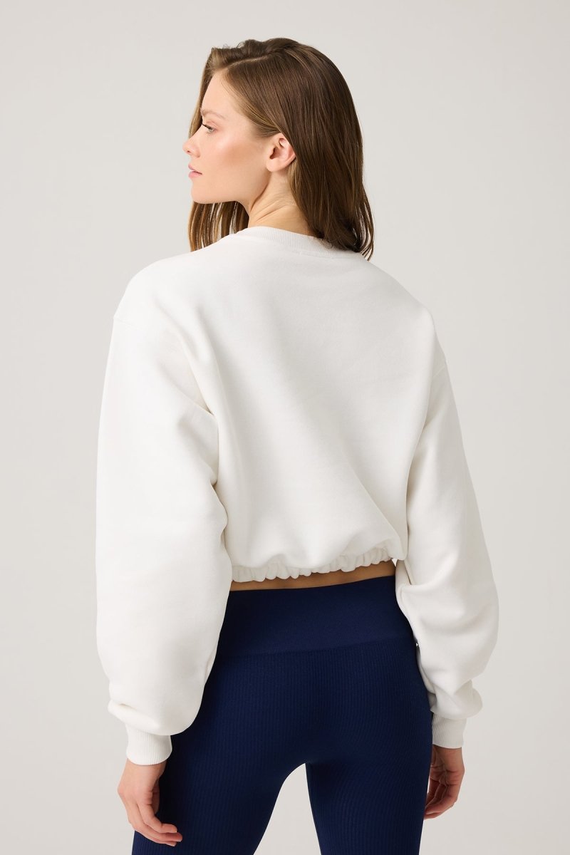 Beli Büzgülü Kısa Sweatshirt