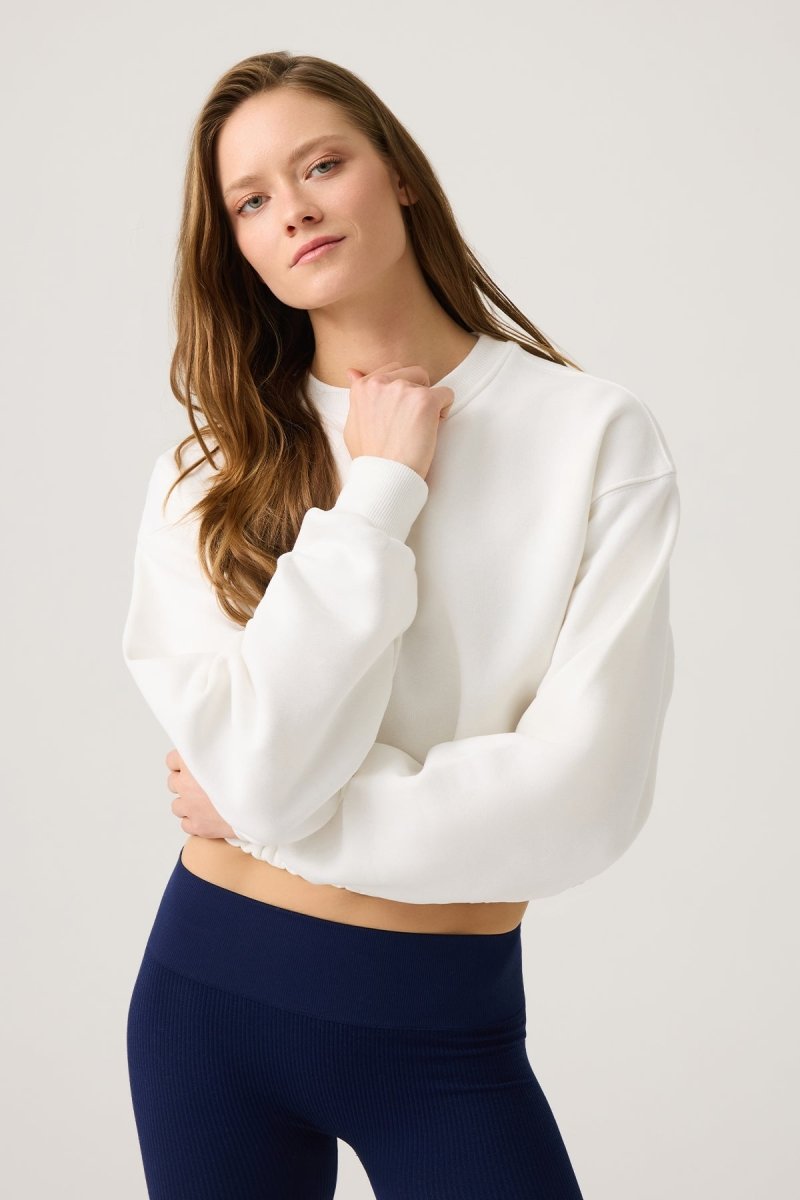 Beli Büzgülü Kısa Sweatshirt