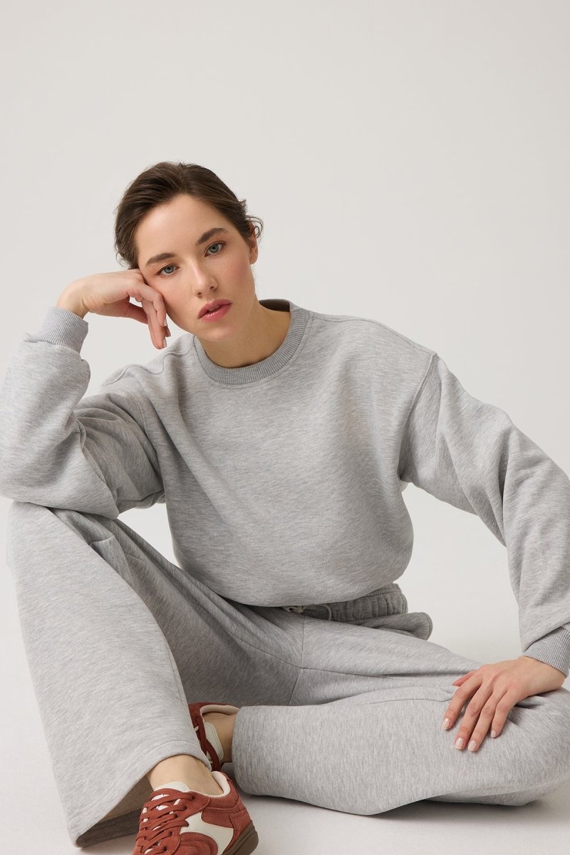Beli Büzgülü Kısa Sweatshirt