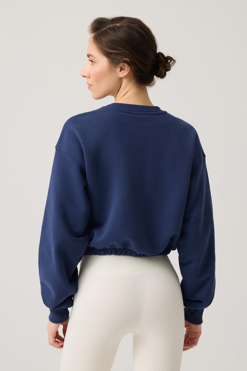 Beli Büzgülü Kısa Sweatshirt