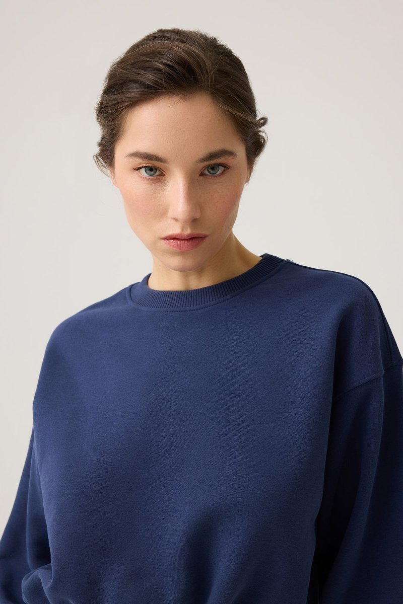 Beli Büzgülü Kısa Sweatshirt