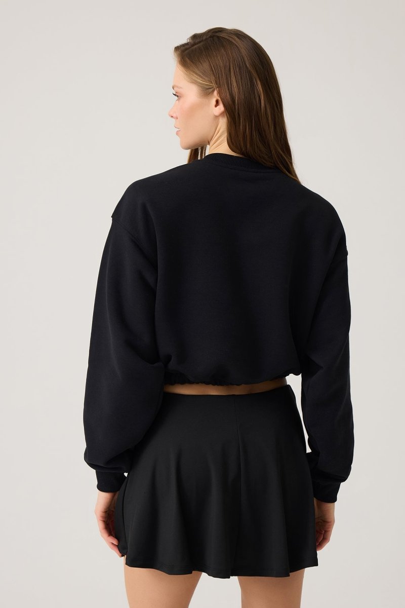 Beli Büzgülü Kısa Sweatshirt