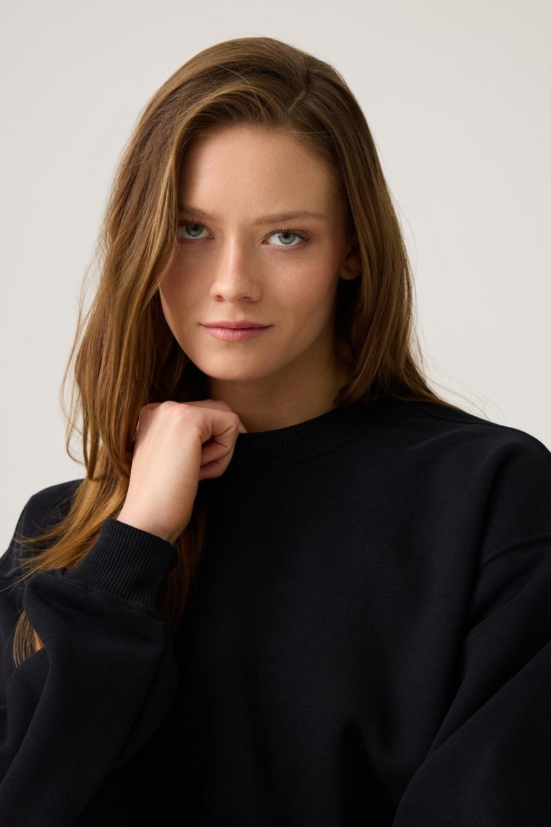 Beli Büzgülü Kısa Sweatshirt