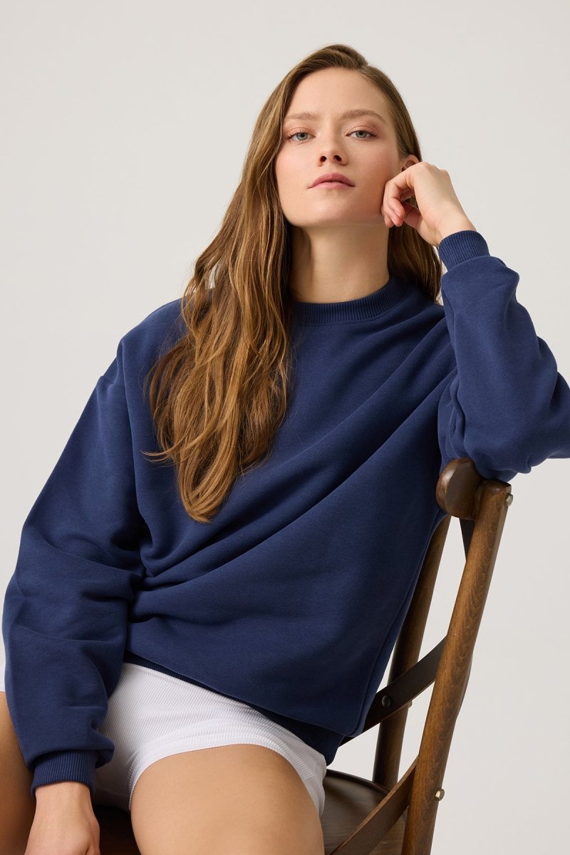 Bisiklet Yaka Bol Sweatshirt