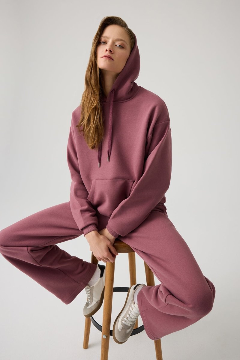 Bol Kesim Kapüşonlu Sweatshirt