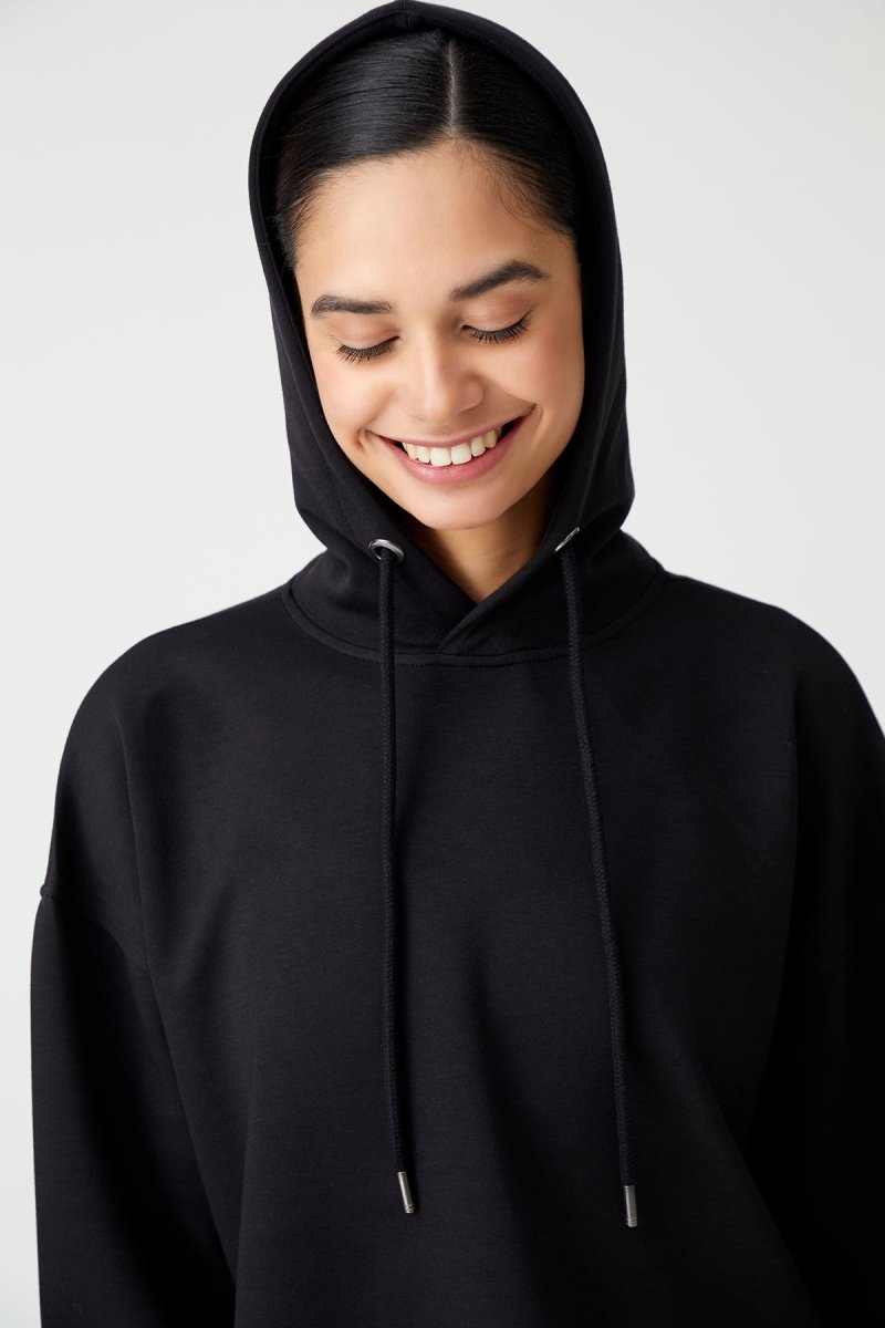 Kapüşonlu Kısa Sweatshirt