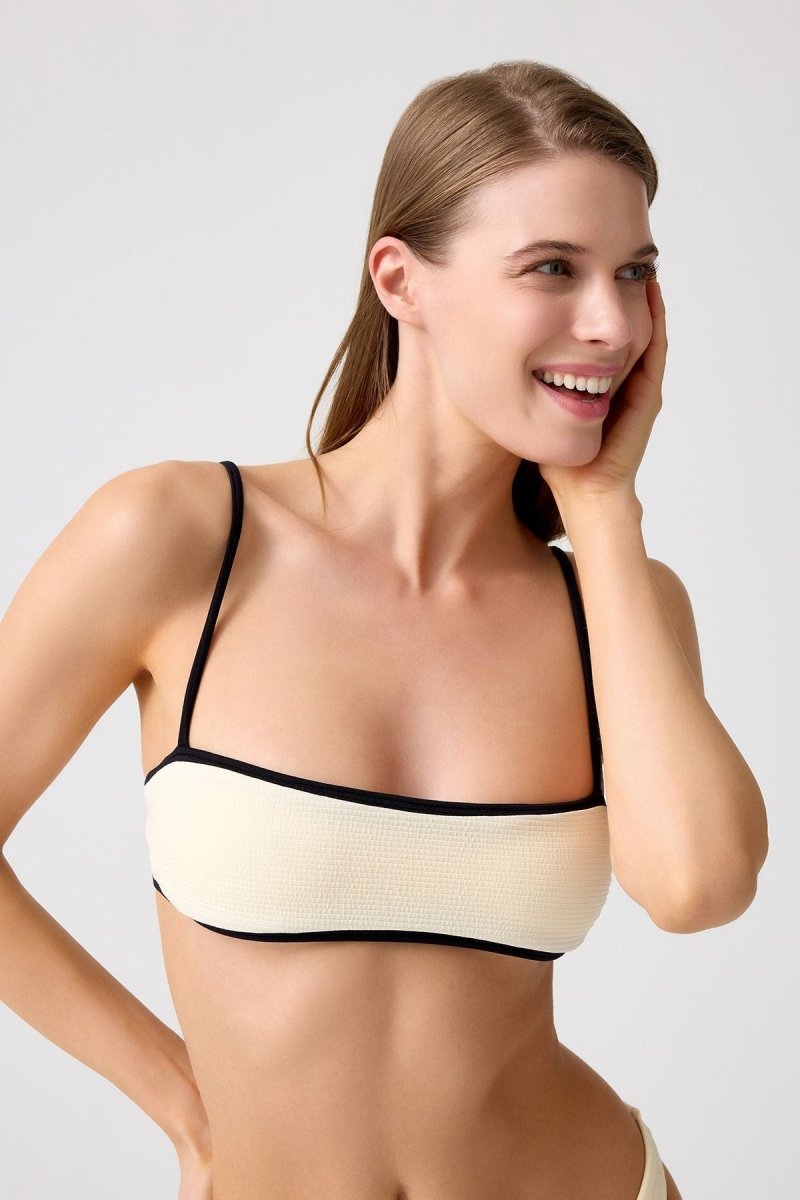 Dokulu Straplez Bikini Üstü