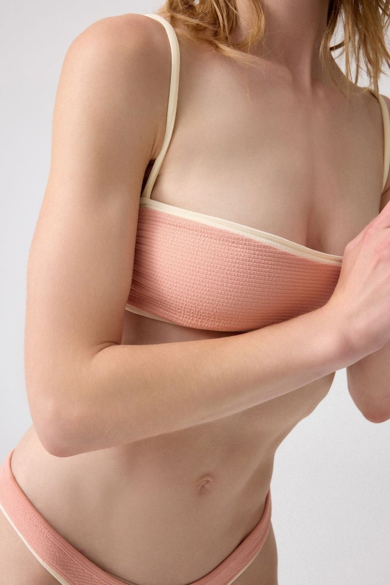 Dokulu Straplez Bikini Üstü