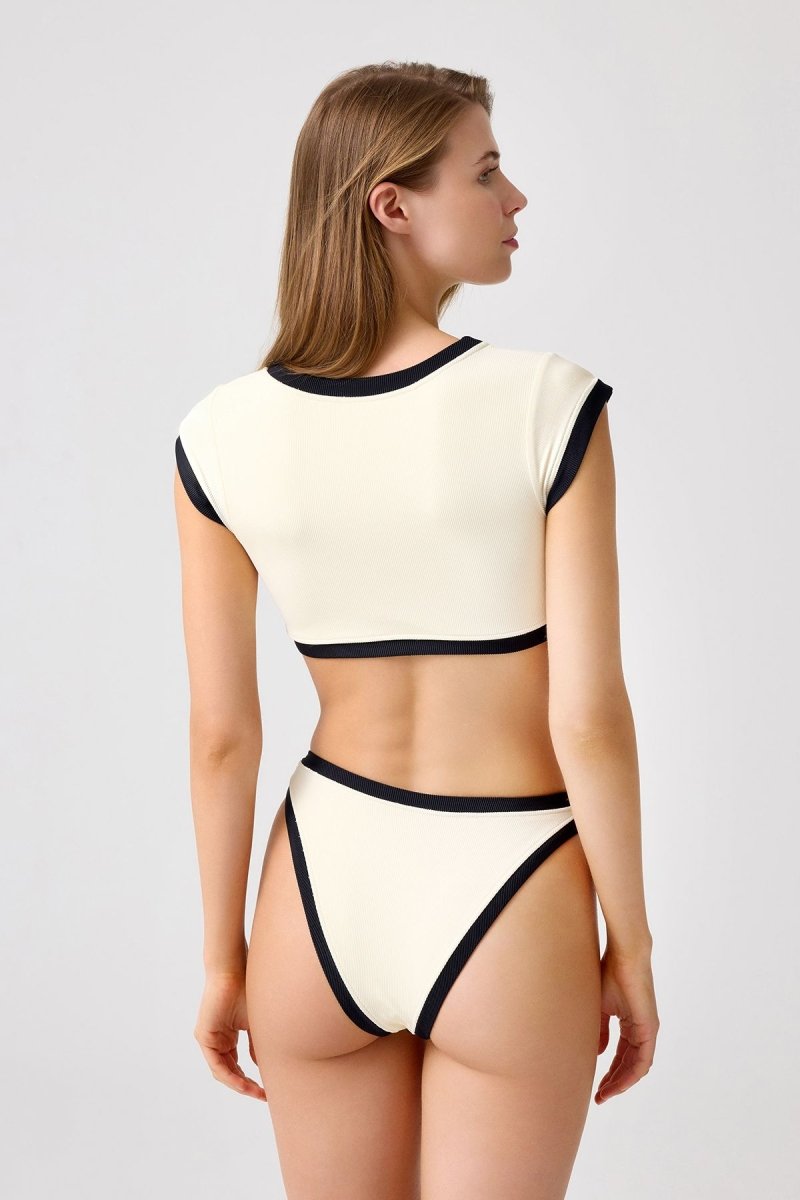 Fitilli Halter Yaka Bikini Üstü