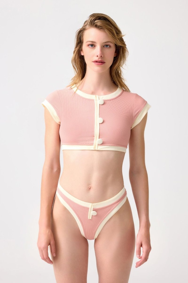Fitilli Halter Yaka Bikini Üstü