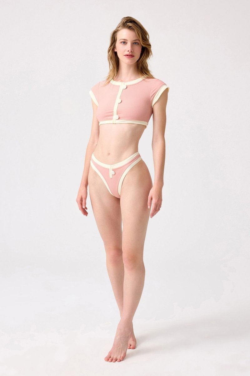 Fitilli Halter Yaka Bikini Üstü