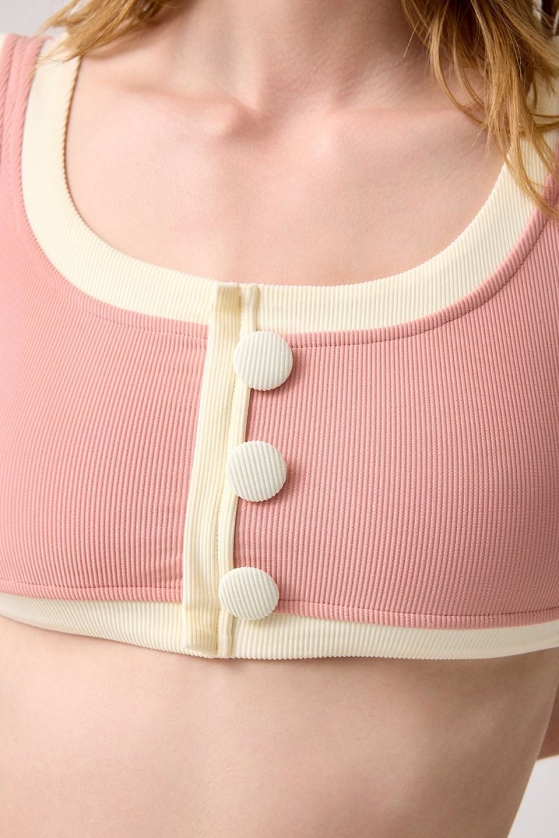 Fitilli Kare Yaka Bikini Üstü