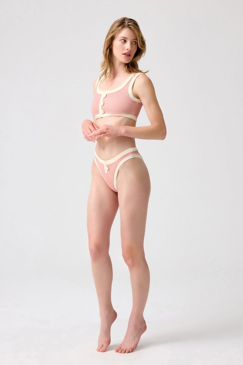 Fitilli Kare Yaka Bikini Üstü
