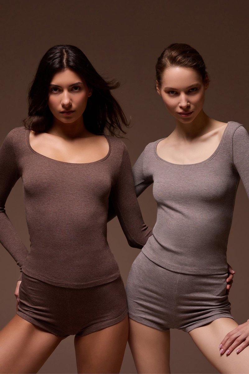 Modal Uzun Kollu Şortlu Pijama Takımı