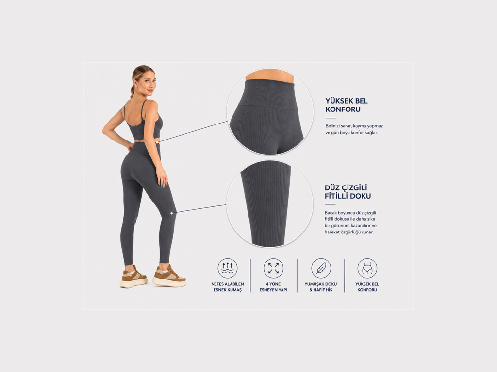 Fitilli Dikişsiz Pilates Taytı