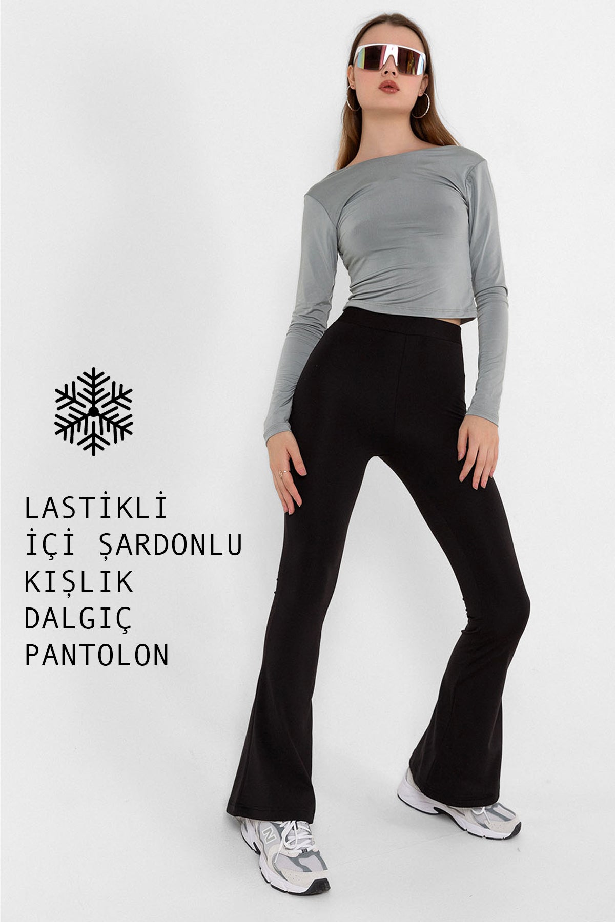 Şardonlu Geniş Paça Pantolon