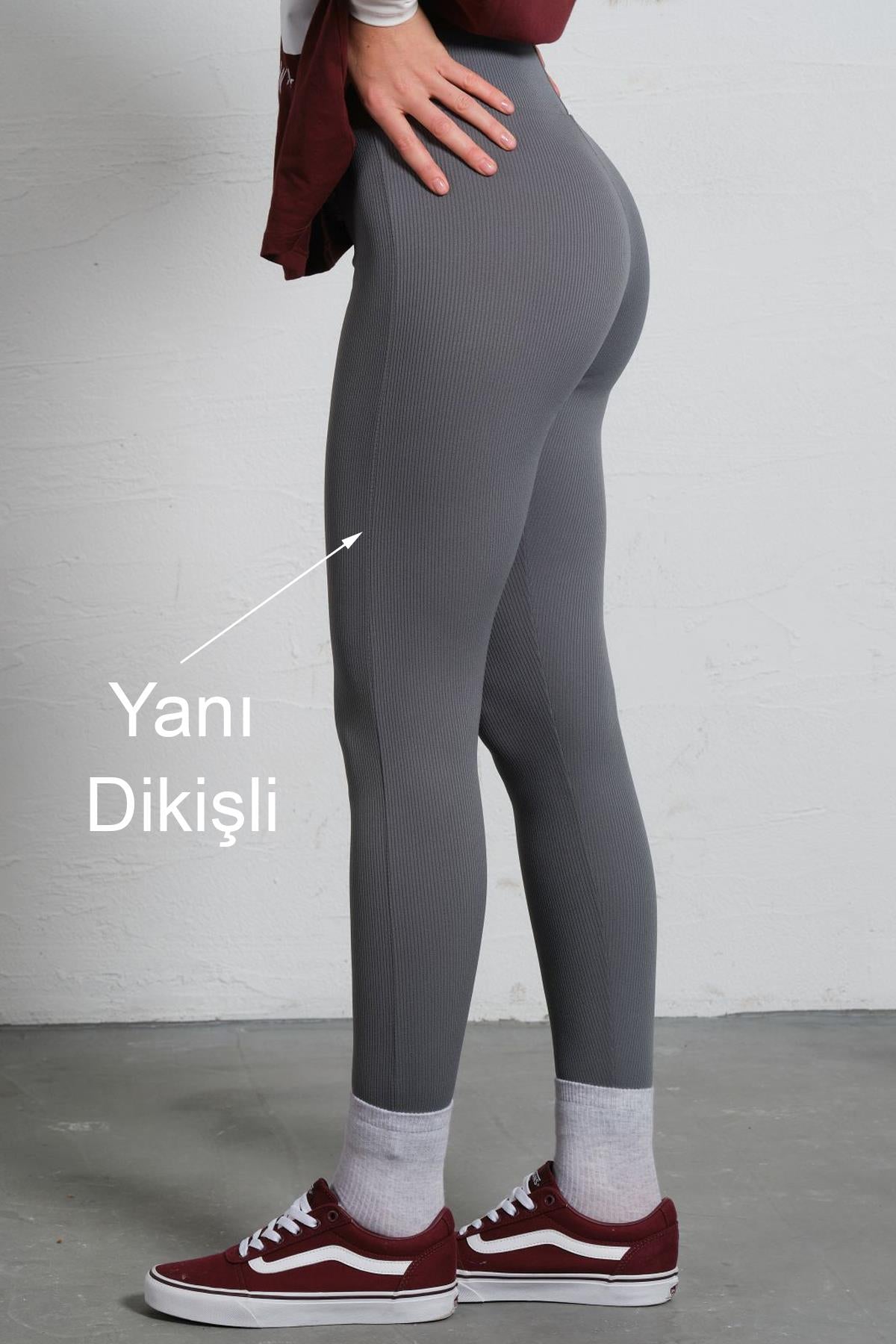 Yüksek Bel Fitilli Örme Tayt