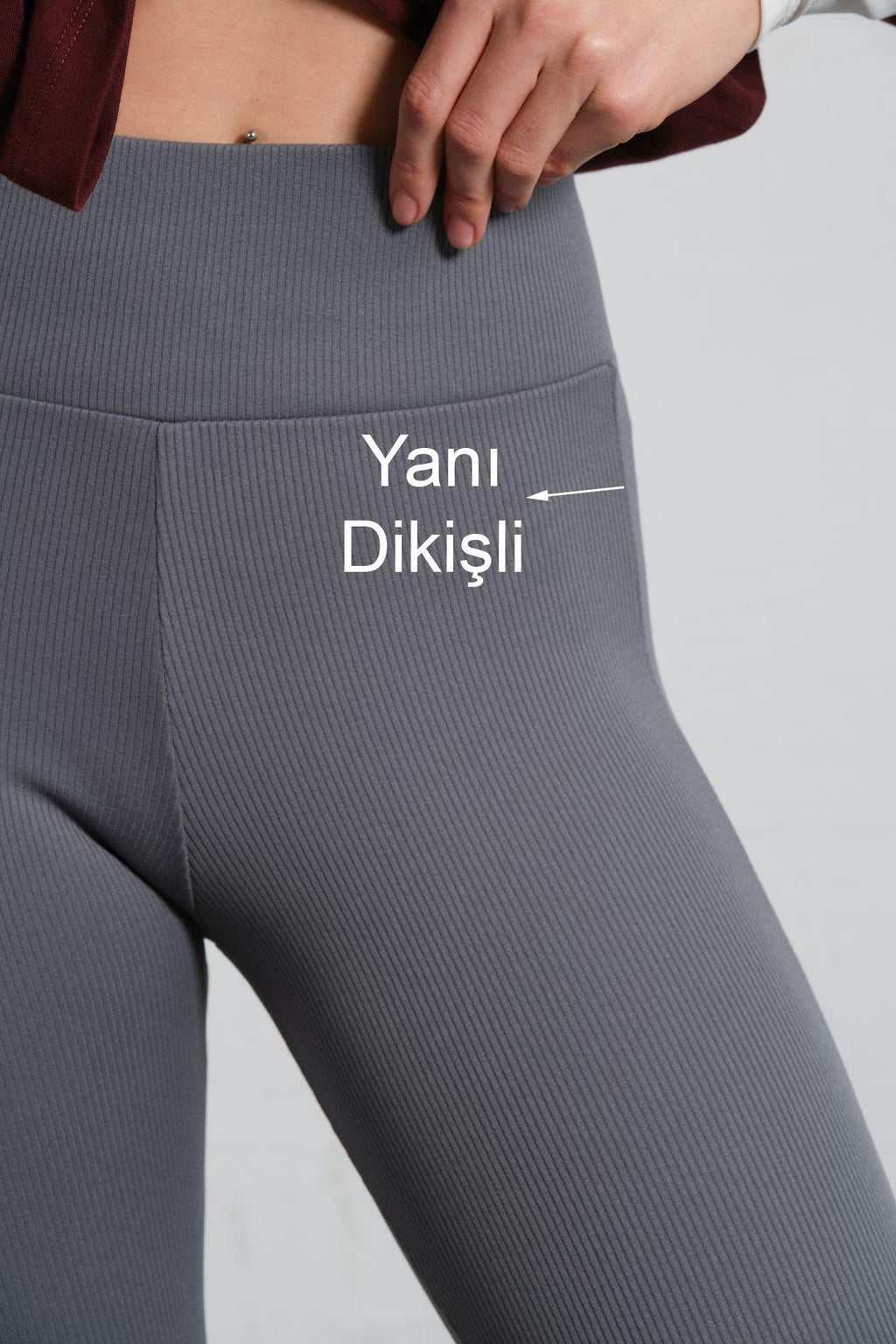 Yüksek Bel Fitilli Örme Tayt