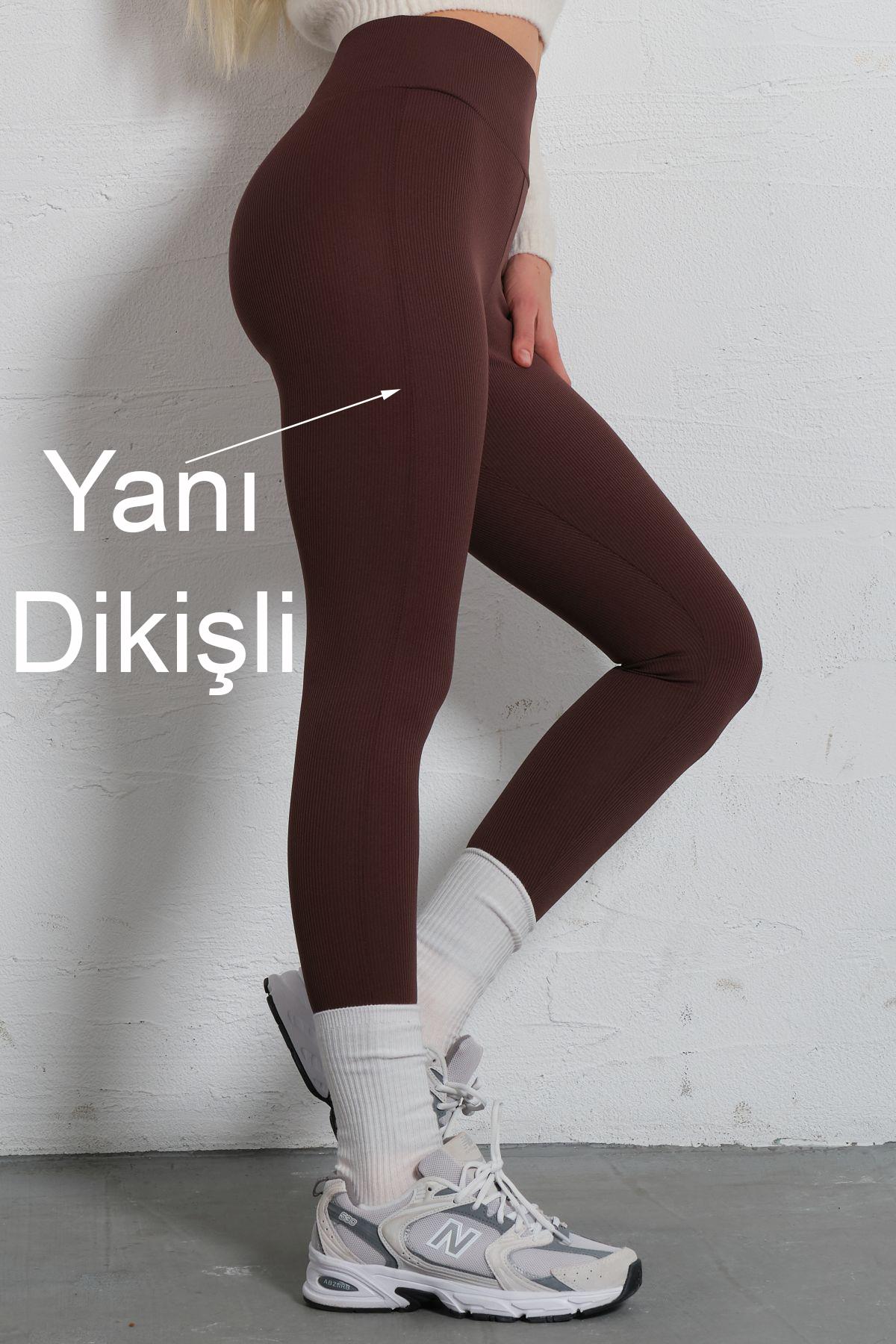 Yüksek Bel Fitilli Örme Tayt