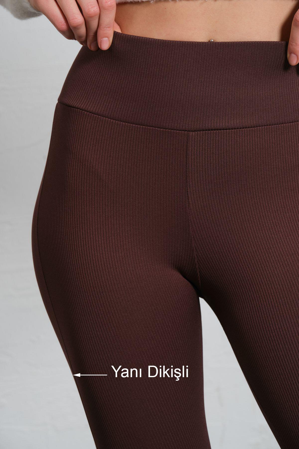 Yüksek Bel Fitilli Örme Tayt
