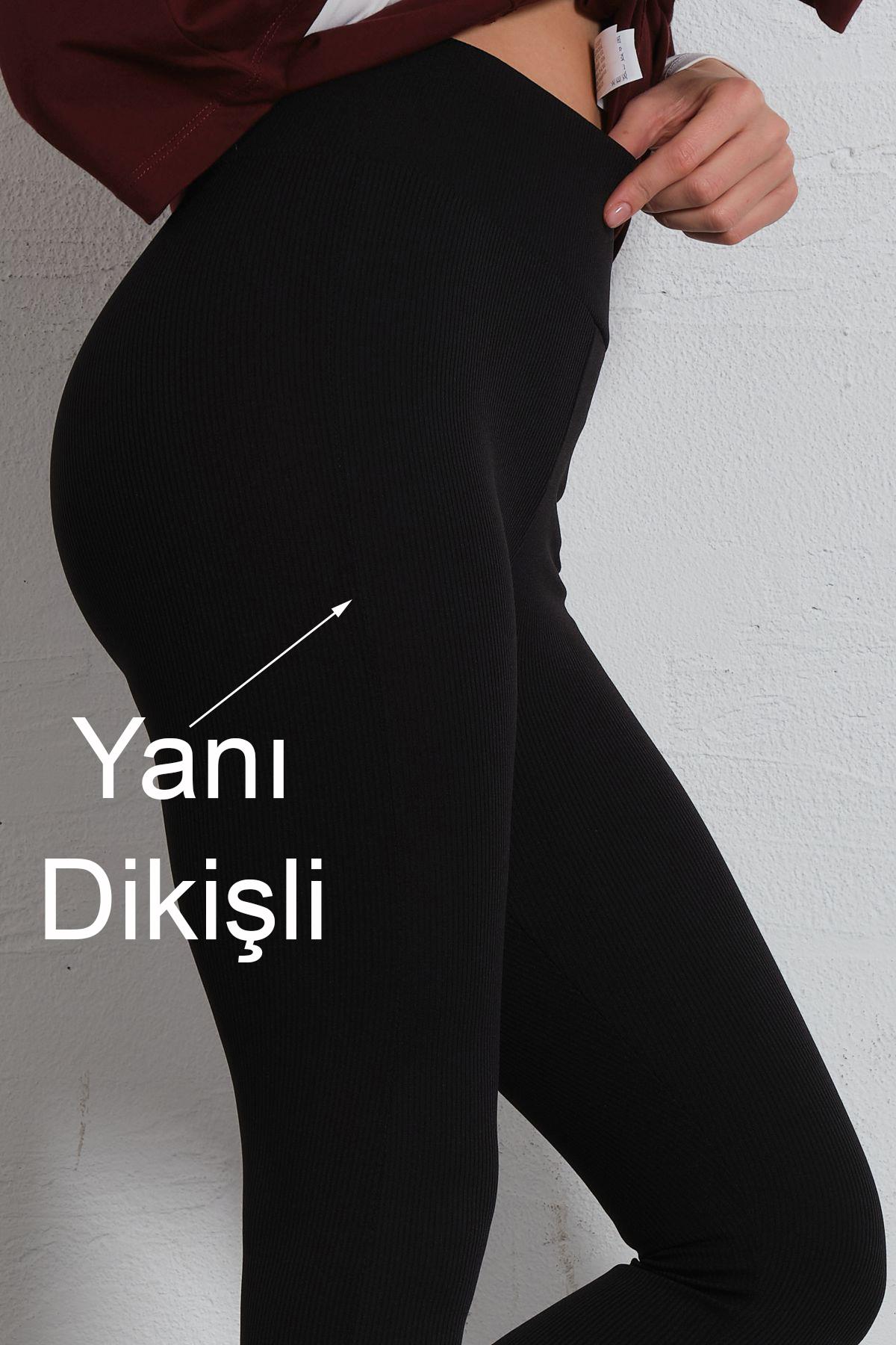 Yüksek Bel Fitilli Örme Tayt