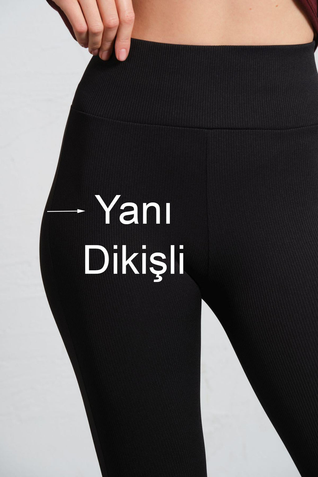 Yüksek Bel Fitilli Örme Tayt