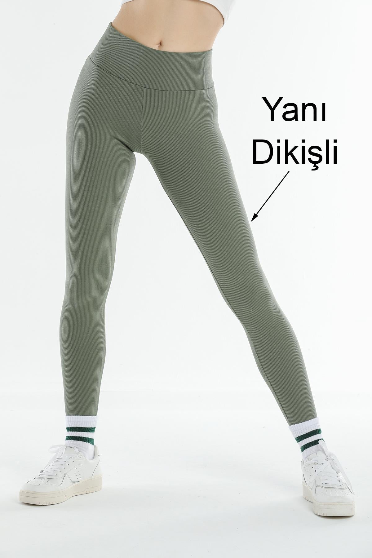 Yüksek Bel Fitilli Örme Tayt